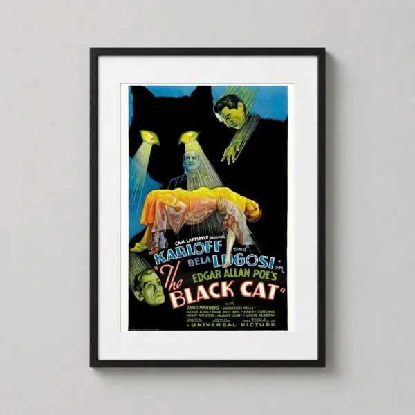 The Black Cat 1934 Boris Karloff and Bela Lugosi Vintage Movie Poster