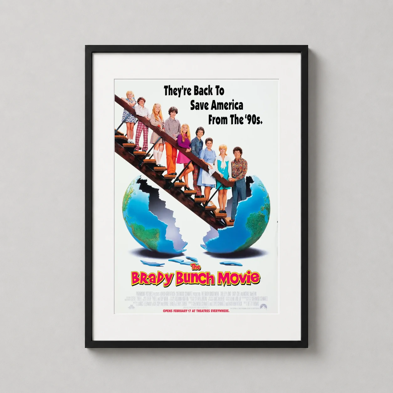 Brady Bunch — vibrant 1995 movie poster for The Brady Bunch Movie featuring the cast