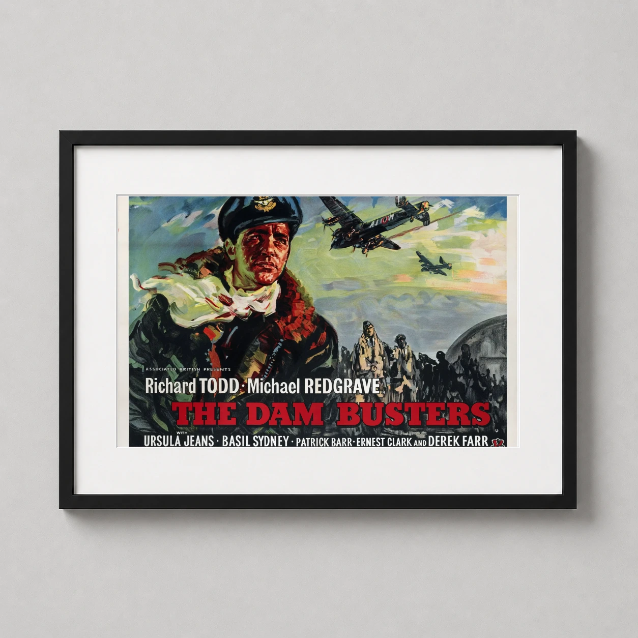 Dam Busters — this 1954 British movie poster for The Dam Busters features a resolute