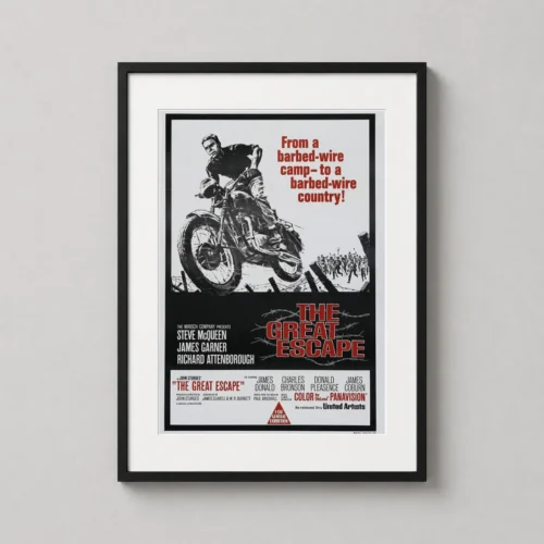 The Great Escape 1963 Steve McQueen Motorcycle Vintage Movie Poster