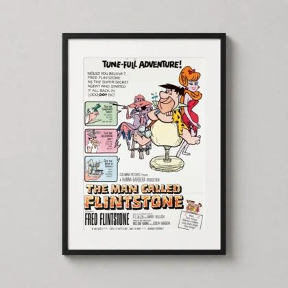 The Man Called Flintstone (1966) Poster — Hanna-Barbera Spy Comedy Art framed wall art mockup