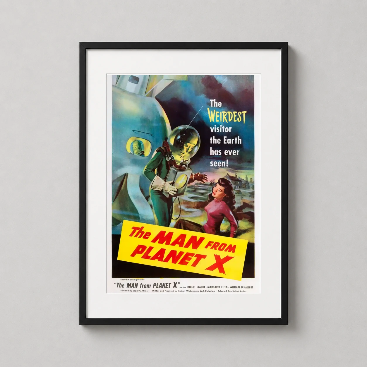 Man Planet X — vintage 1951 sci-fi movie poster featuring a bubble-headed alien in a