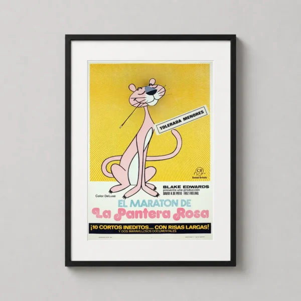 Pink Panther 1974 Spanish Retro Cartoon Movie Poster