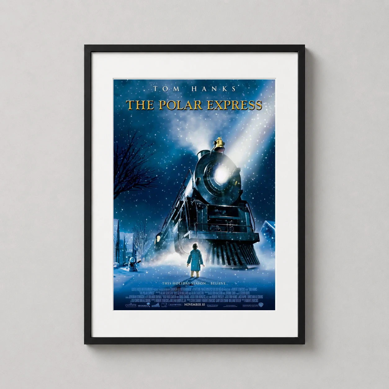 Polar Express Holiday — featuring the iconic steam locomotive emerging through a snowy night