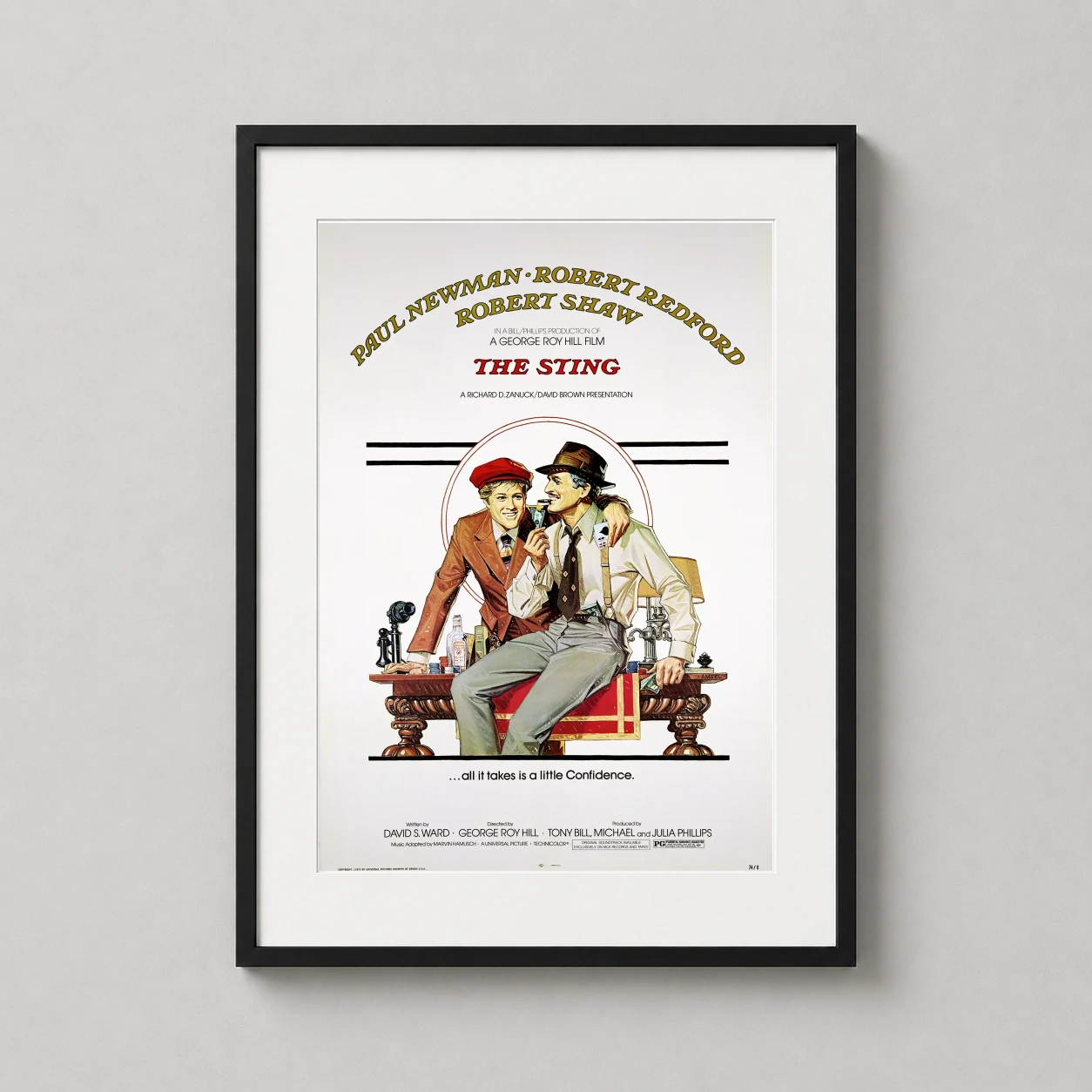 Sting — this vintage 1973 movie poster for The Sting features an illustration