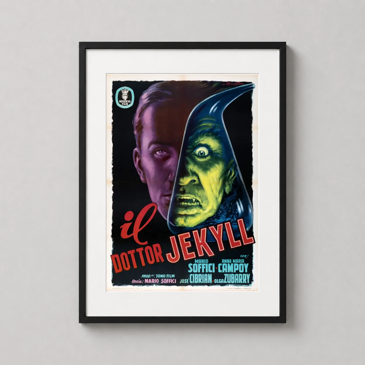 Strange Case of the Man — this 1952 Minerva Film poster depicts a dramatic split-face mutation