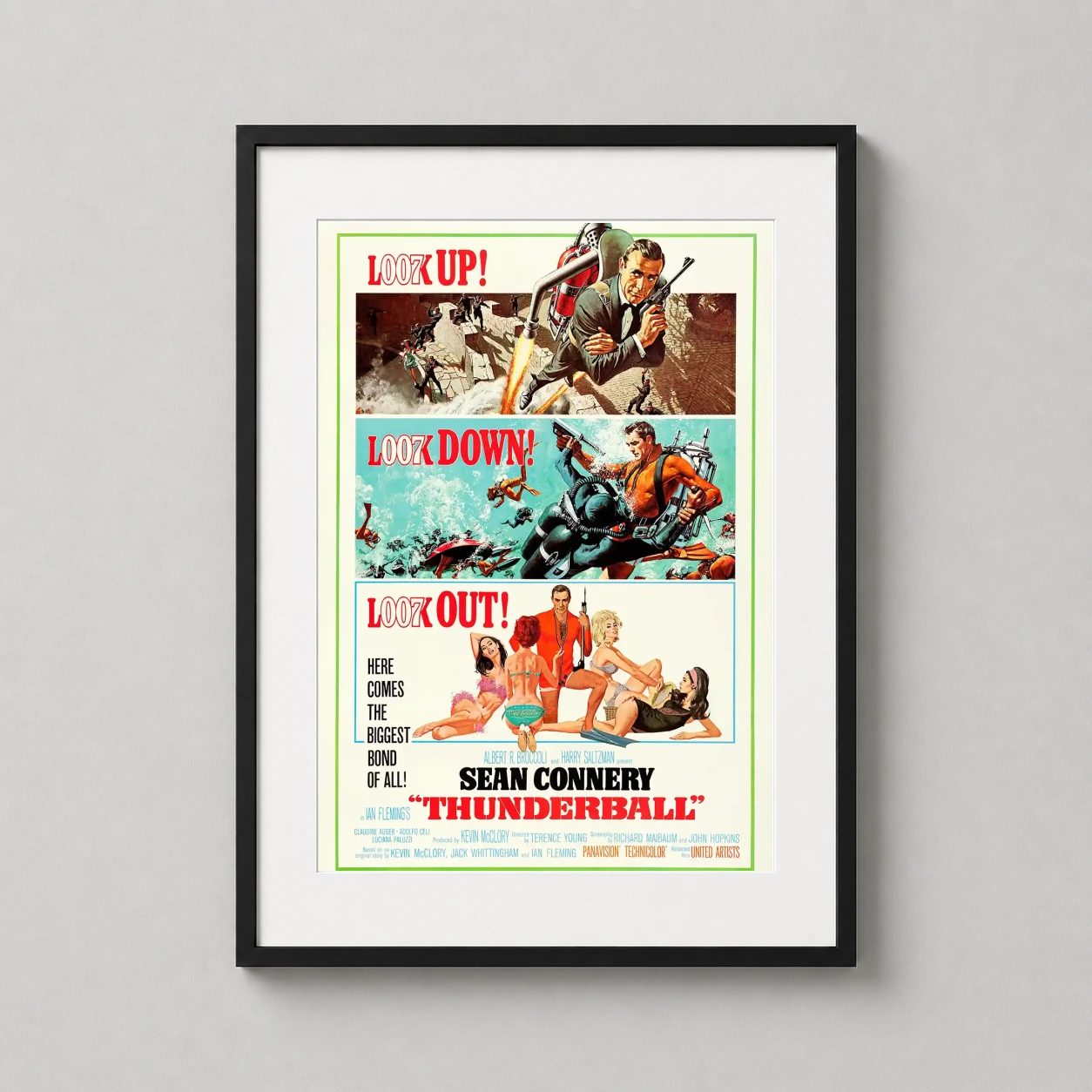 Thunderball 1965 James Bond — illustrated 1965 James Bond poster for Thunderball featuring Sean
