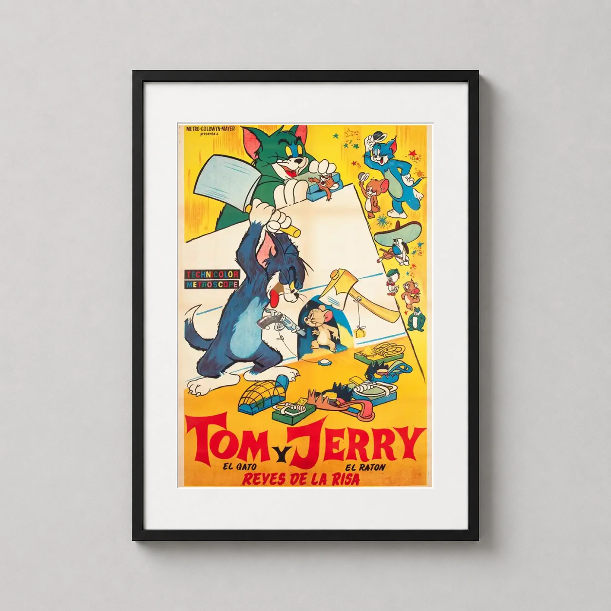 Tom Jerry 1959 Argentinian — this 1959 Argentinian poster features Tom swinging an axe while Jerry