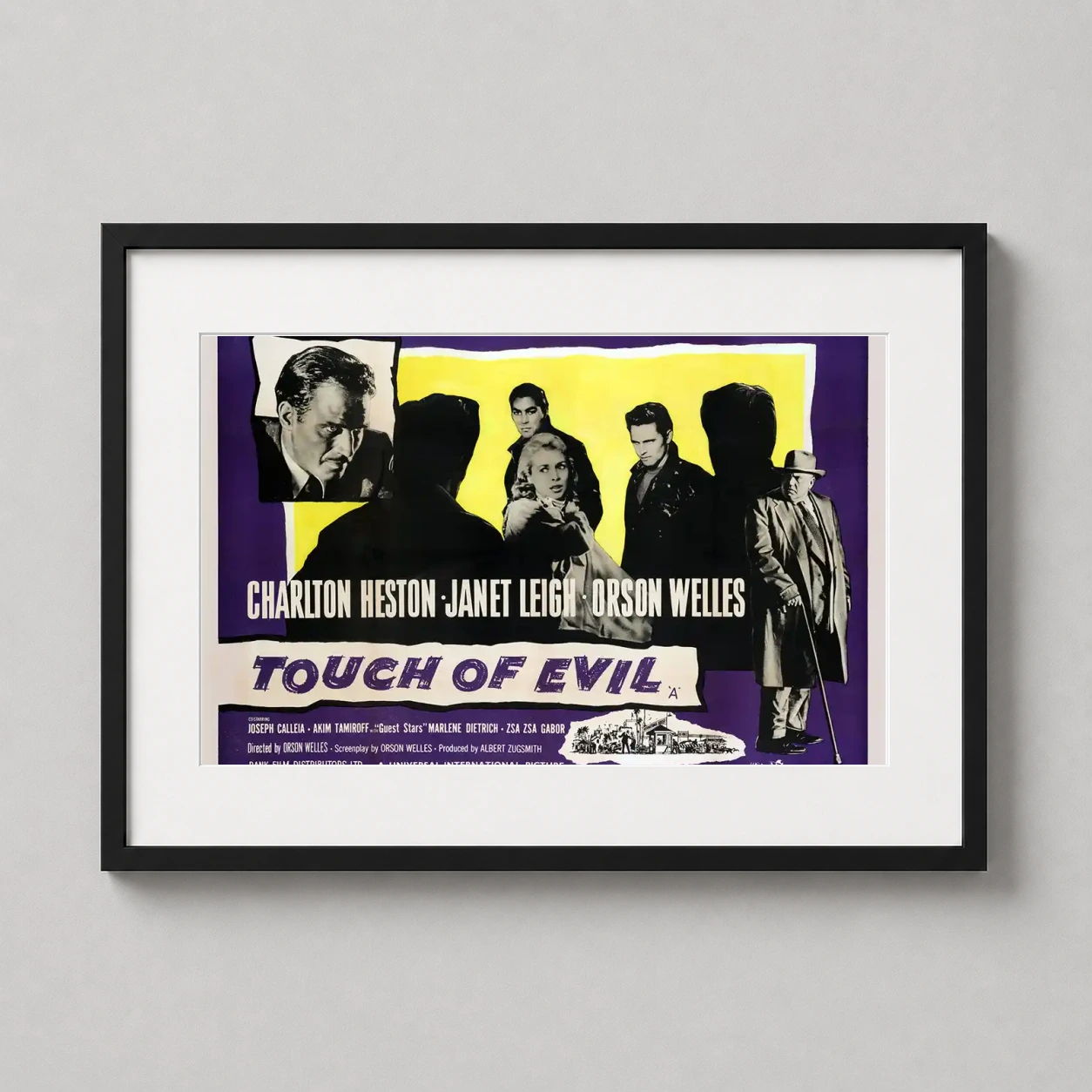 Touch of Evil Orson Welles — high-contrast vintage movie poster for Touch of Evil featuring Charlton