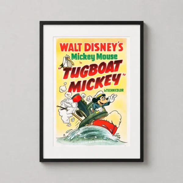 Mickey Mouse Tugboat Mickey 1940 RKO Vintage Animation Movie Poster