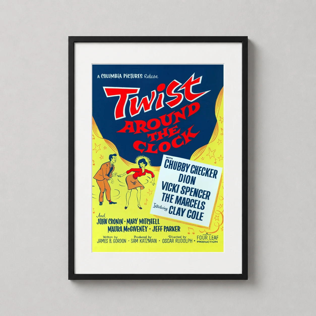 Twist Around the Clock — this vintage movie art print features the bold red typography and