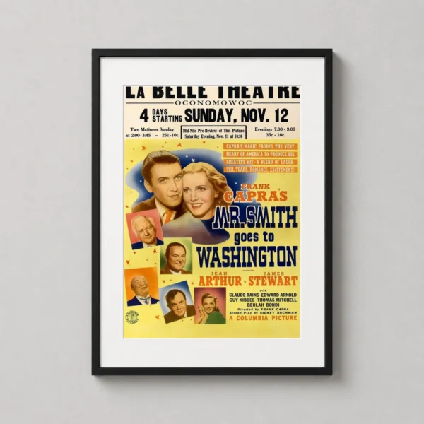 Mr. Smith Goes to Washington Vintage James Stewart Movie Poster