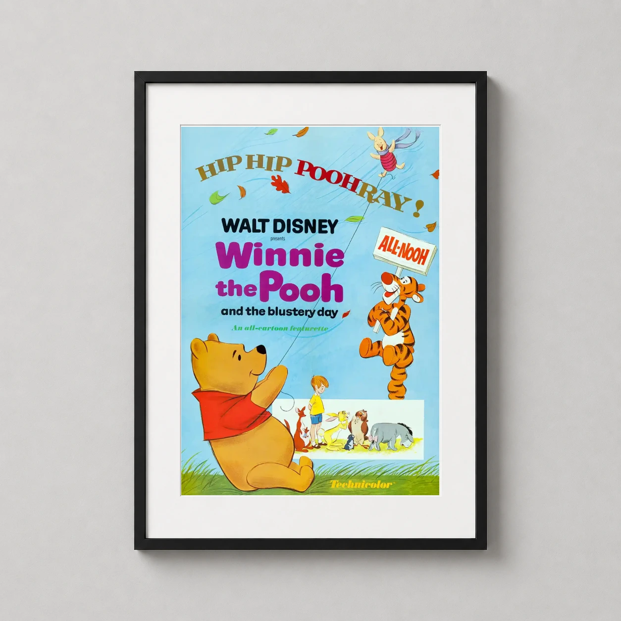 Winnie the Pooh and the Blustery Day — vibrant 1968 Disney movie poster featuring Pooh, Tigger, Piglet, and
