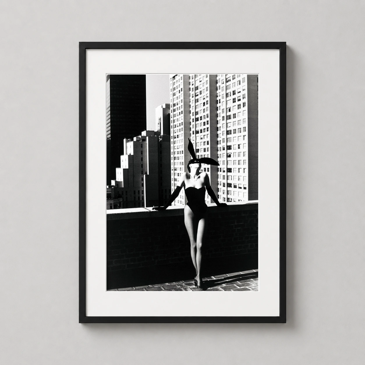 Helmut Newton Elsa Peretti — black and white photograph of Elsa Peretti in a Halston bunny costume