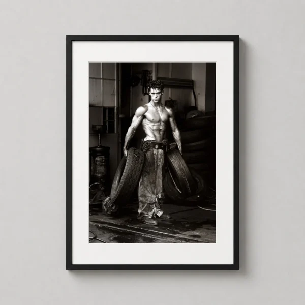 Herb Ritts Fred with Tires Black and White Photography Print