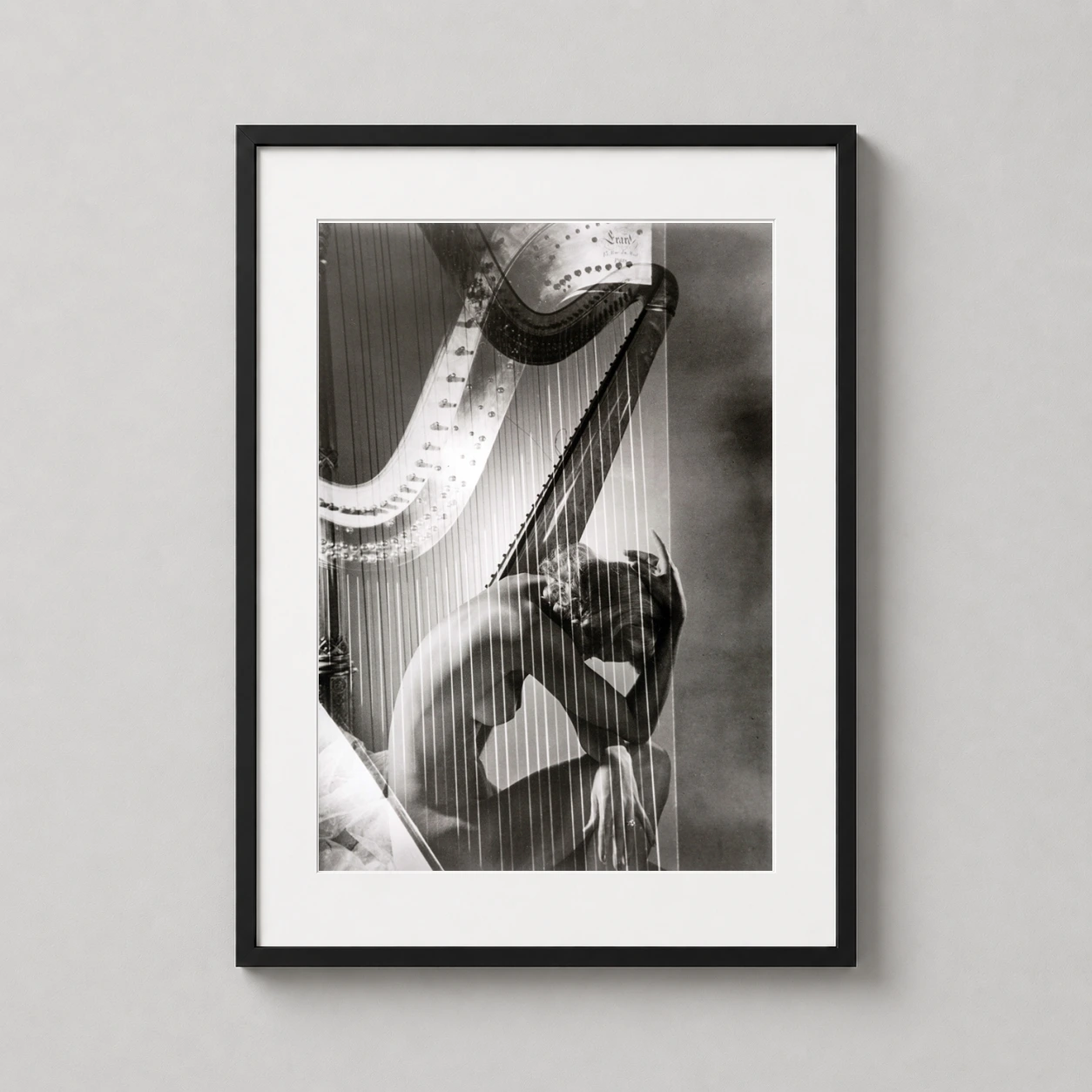 Horst P. Horst Harp — sophisticated black and white photographic print by Horst P. Horst
