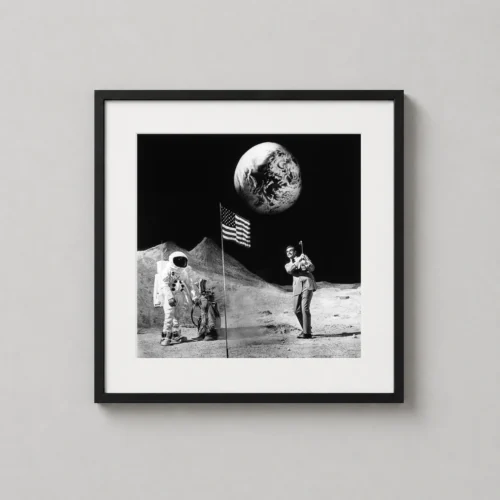 Sean Connery Bond on the Moon 1971 Black and White Movie Poster