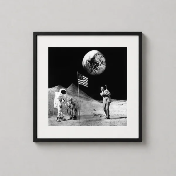 Sean Connery Bond on the Moon 1971 Black and White Movie Poster