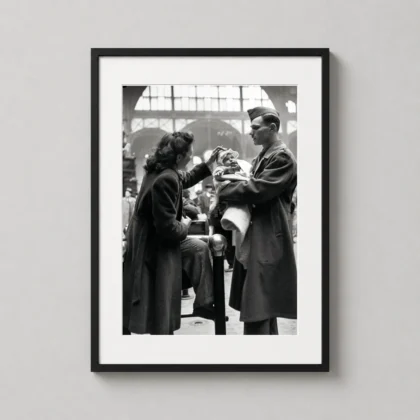MerchFuse Eisenstaedt Photo, A Soldier's Farewell Penn Station NYC 1944 WWII photography print with photography character