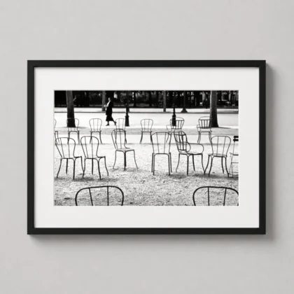 André Kertész Chairs Paris Street Photography Print showing André Kertész Chairs Paris 1927 Street presenting itself