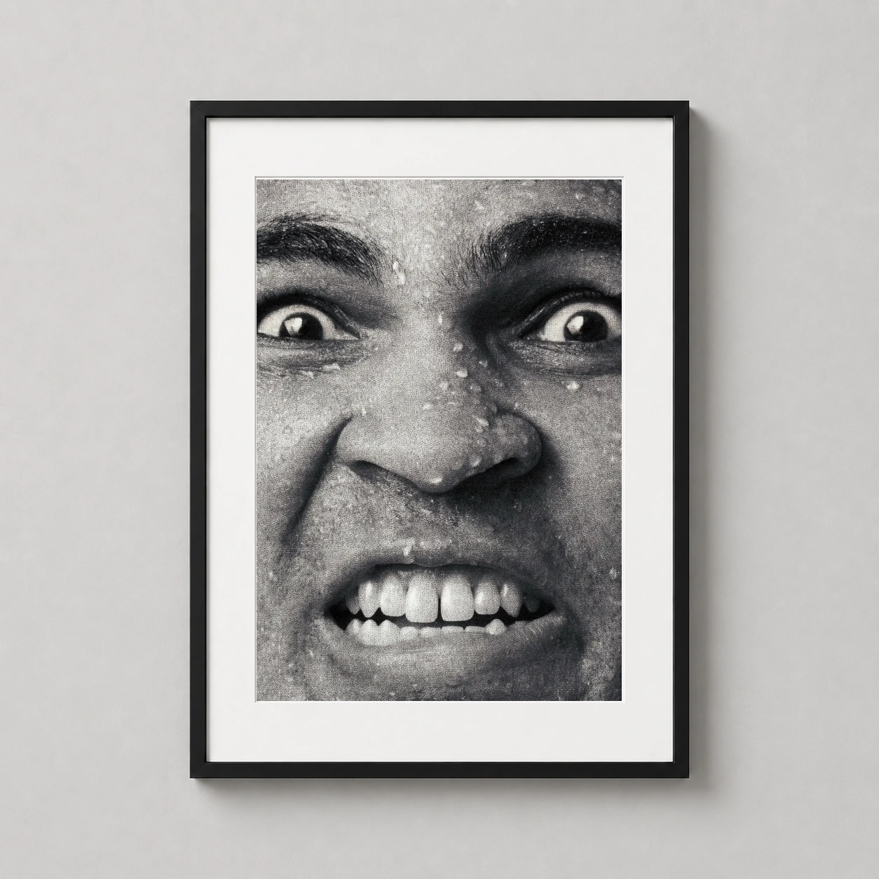 Muhammad Ali Close — intense black and white macro photograph capturing Muhammad Ali's