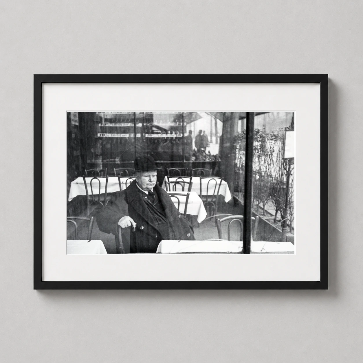 Henri Cartier-bresson Avenue du — classic black and white scene of an elderly man in a bowler hat seated