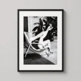 Marilyn Monroe Lounging in Patio Chair Black and White Photography Print