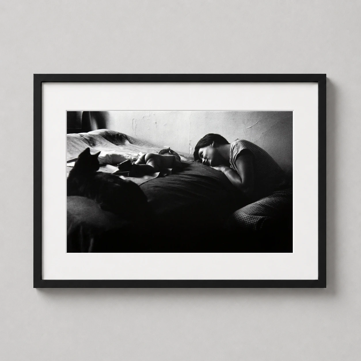 Elliott Erwitt Lucienne Ellen — black and white photography print by Elliott Erwitt capturing a tender