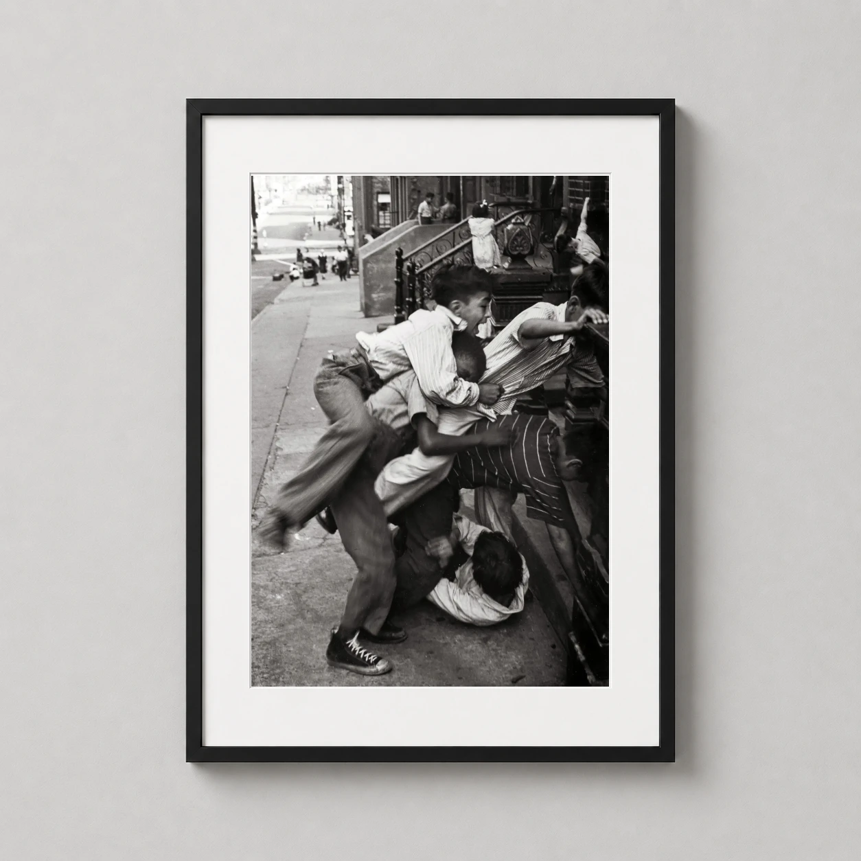 Helen Levitt Boys Climbing — candid black and white street photograph by Helen Levitt capturing