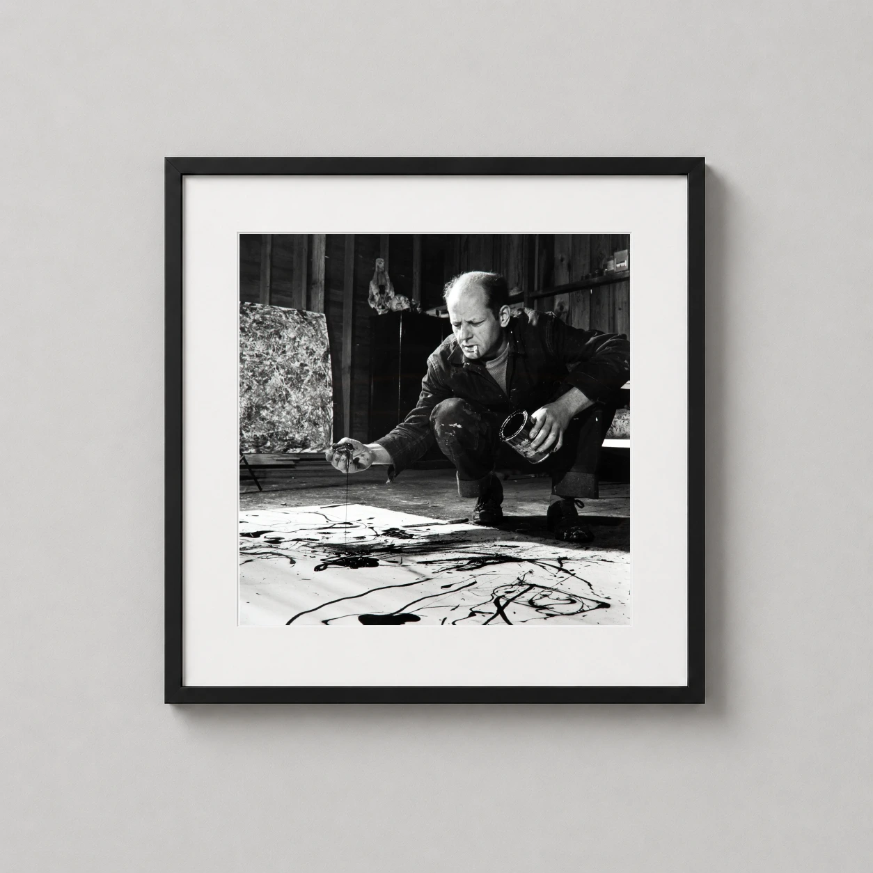 Martha Holmes — black and white photography by Martha Holmes showing Jackson Pollock