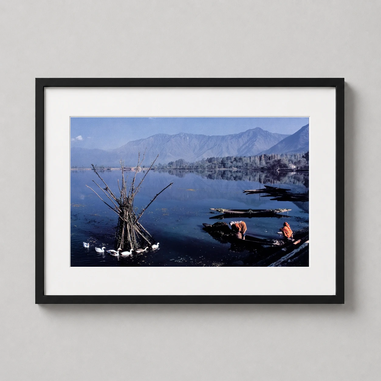 Raghubir Singh Dal Lake — serene photographic study of two women in shikaras collecting lotus
