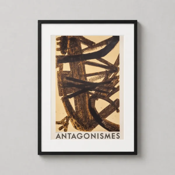 Pierre Soulages Antagonismes Exhibition, Vintage Abstract Art Print