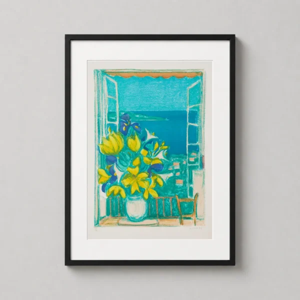 André Cottavoz, Art Botanical Poster, Vibrant Coastal Floral Window View
