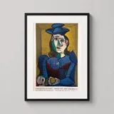 Pablo Picasso Art Poster, Buste de Femme Au Chapeau Bleu, Cubist