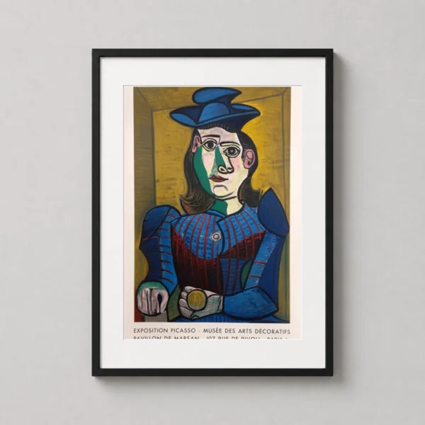 Pablo Picasso Art Poster, Buste de Femme Au Chapeau Bleu, Cubist