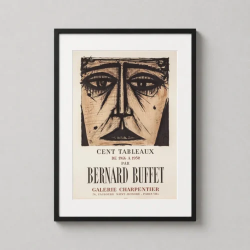 Bernard Buffet, Art Exhibition Poster, Cent Tableaux 1958 Portrait Print