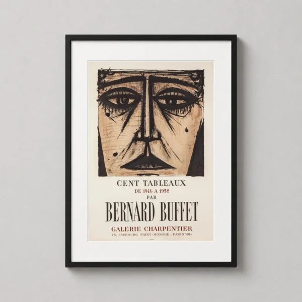 Bernard Buffet, Art Exhibition Poster, Cent Tableaux 1958 Portrait Print