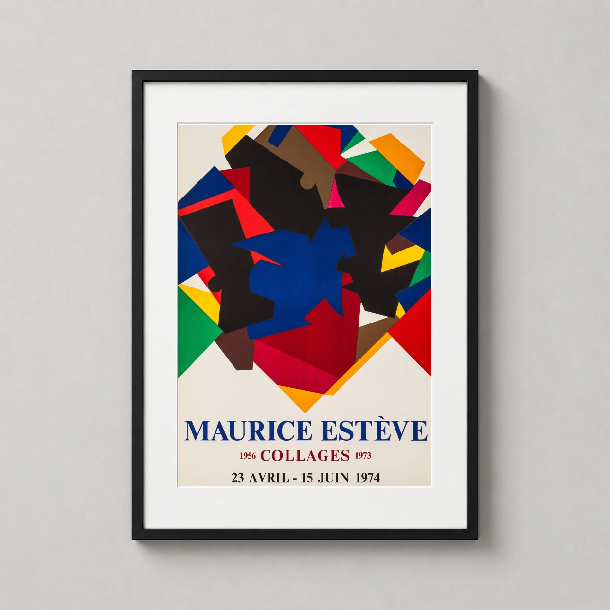 Maurice Esteve Galerie Claude — vibrant 1974 exhibition poster featuring Maurice Estève's bold