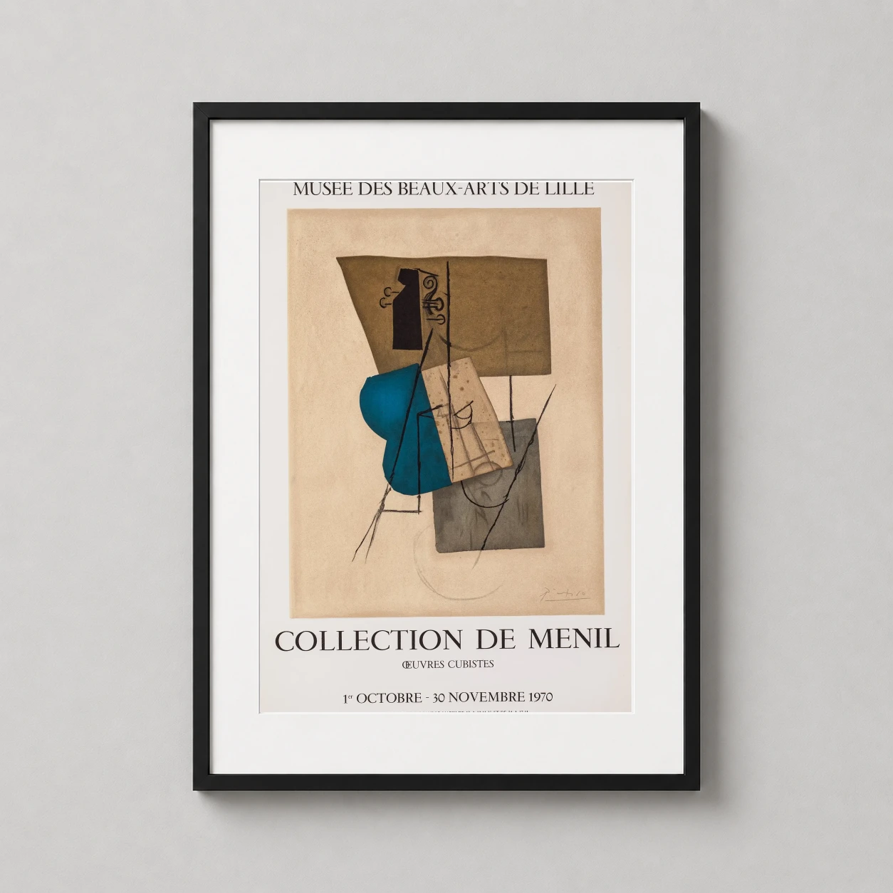 Pablo Picasso Collection de — this vintage exhibition poster features an abstract cubist composition