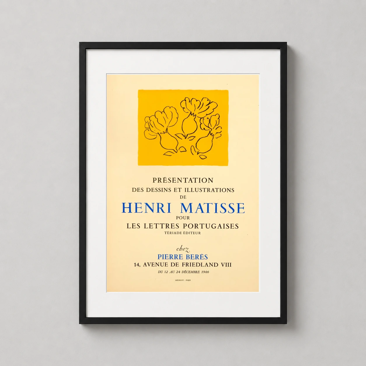 Henri Matisse — this Henri Matisse exhibition poster features a vibrant yellow block