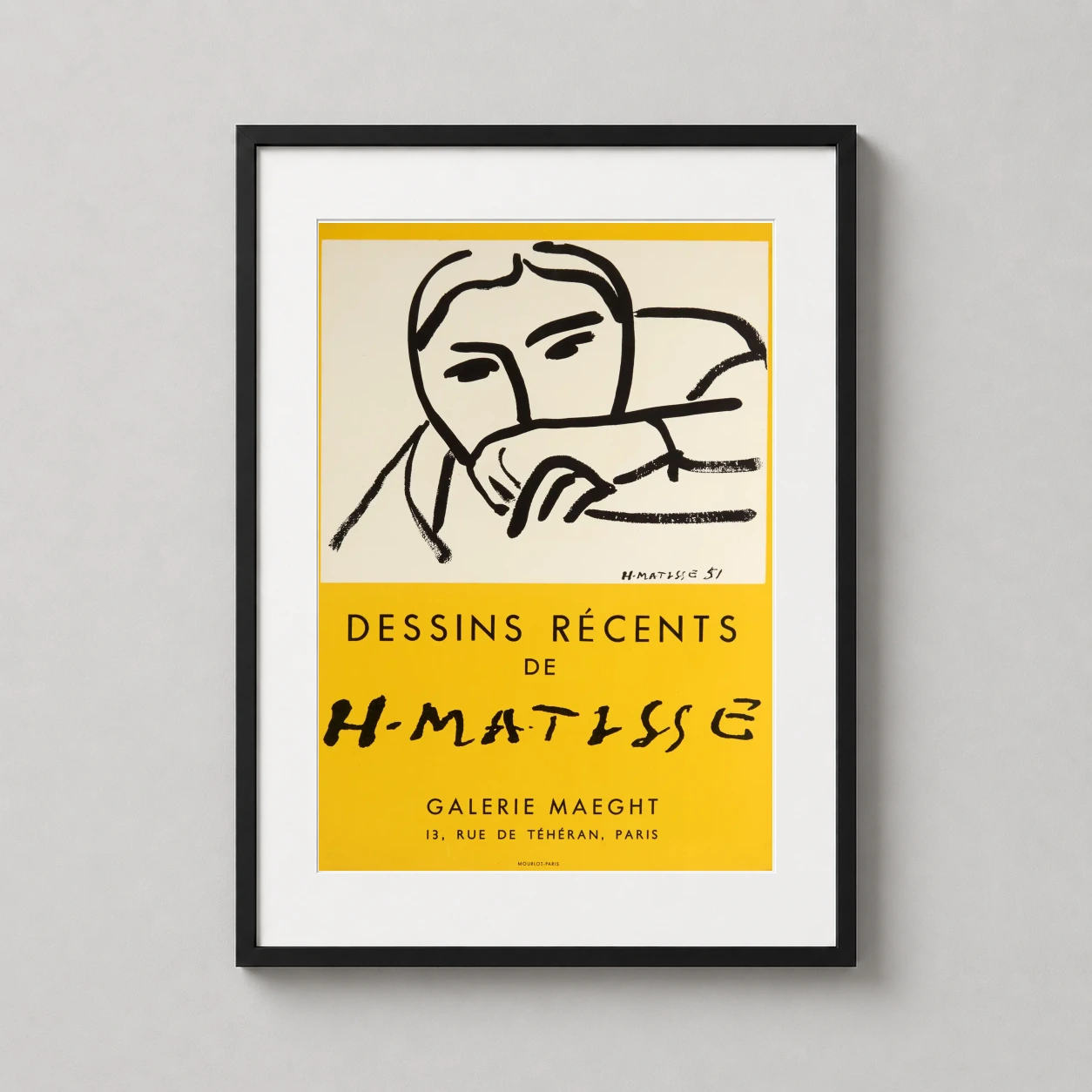 Henri Matisse Dessins Récents — this Galerie Maeght exhibition poster features a minimalist black line