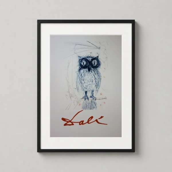 Salvador Dali Surreal Owl Sketch, Modern Surrealist Art Print