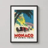 Monaco Grand Prix 1932 Vintage Racing Art Deco Travel Poster