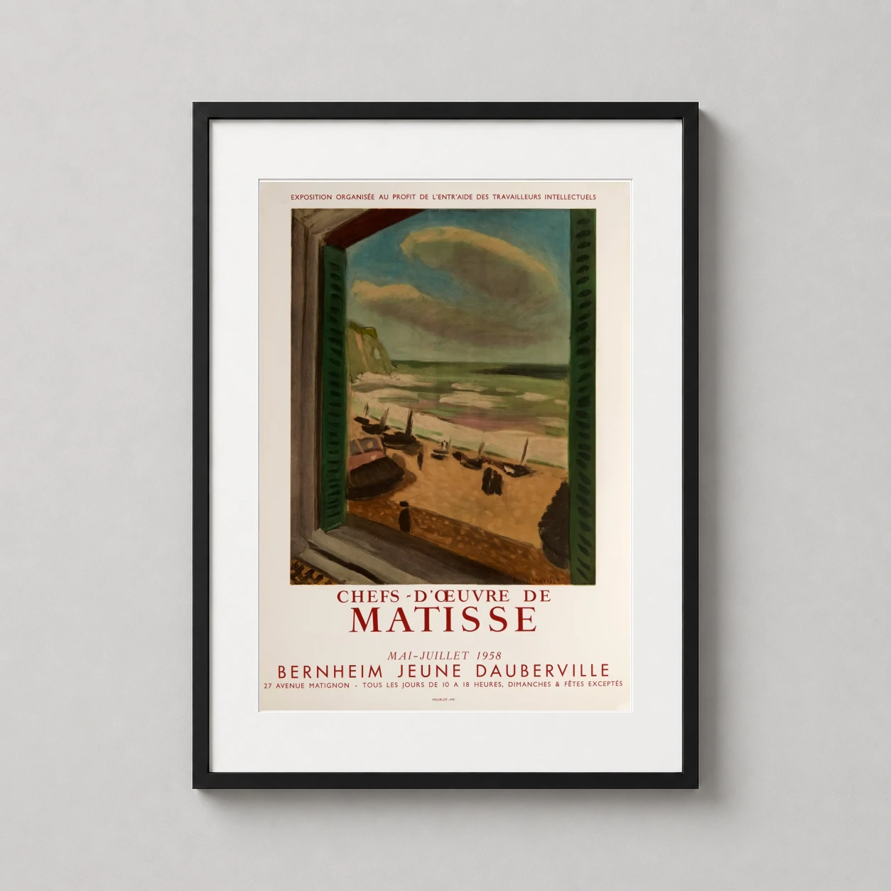 Henri Matisse Window View — exhibition poster featuring Matisse’s window view of a coastal beach