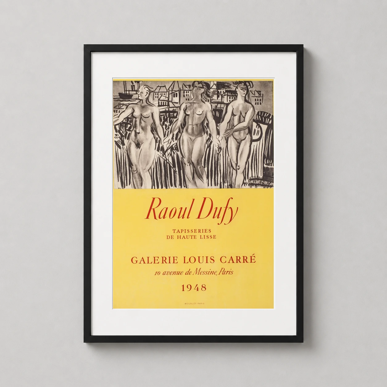 Raoul Dufy Tapisseries 1948 — 1948 vintage exhibition poster by Raoul Dufy featuring three sketched