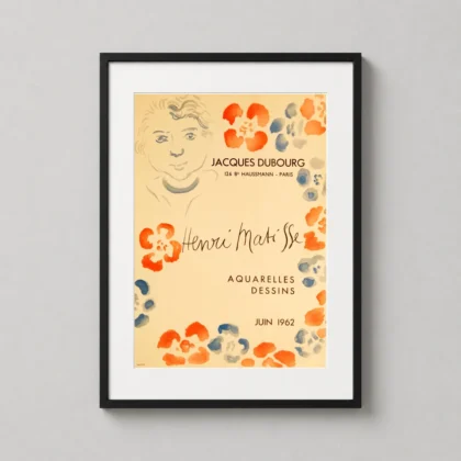 Henri Matisse Jacques Dubourg — 1962 Henri Matisse exhibition poster featuring a minimalist portrait