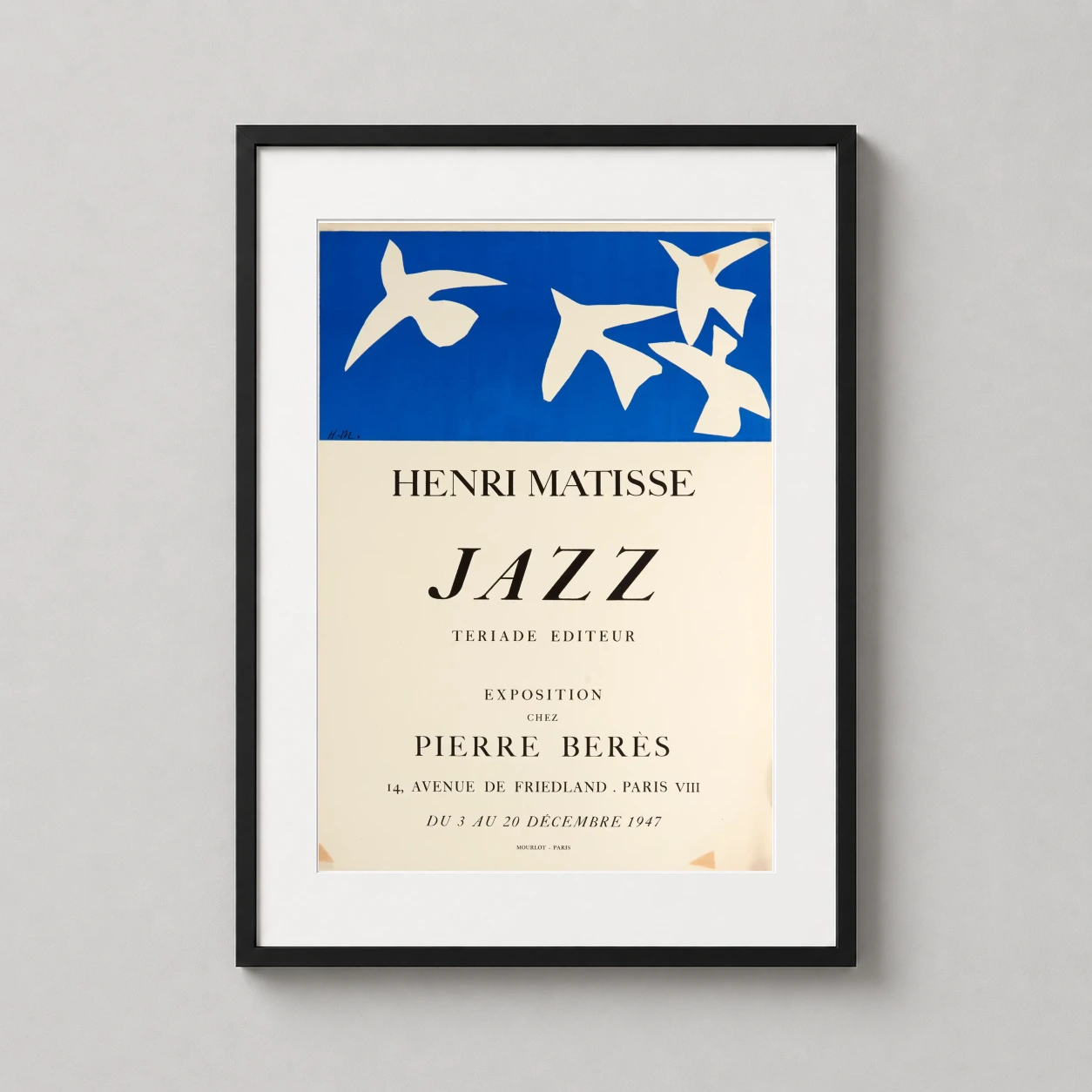 Henri Matisse Jazz — this Henri Matisse Jazz exhibition print features white bird cut-outs