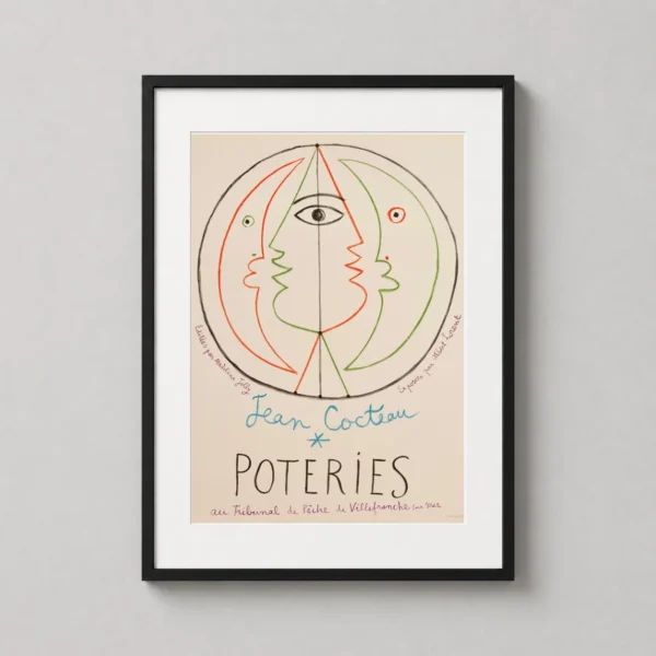 Jean Cocteau Poteries 1958 Villefranche-sur-Mer Exhibition Poster