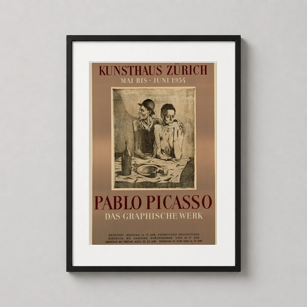 Pablo Picasso Kunsthaus Zurich — this 1954 Kunsthaus Zurich exhibition poster showcases a detailed Pablo