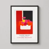 Bernard Cathelin Vibrant Red Floral Abstract Still Life Art Print